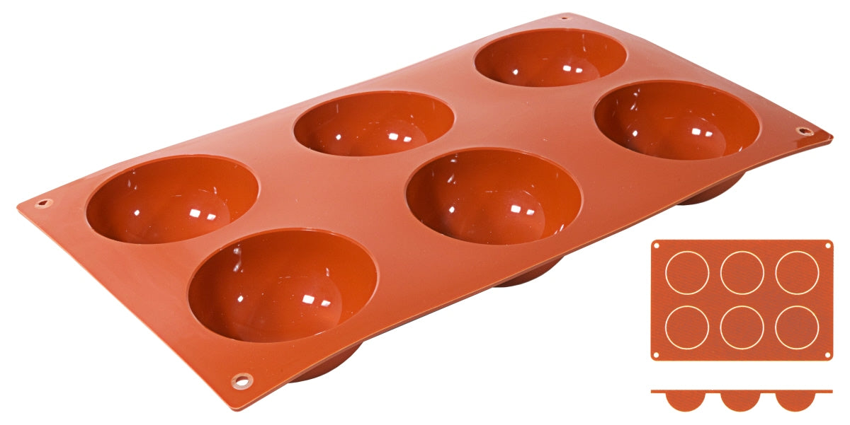 Rote Silikon-Backform mit Mulden.