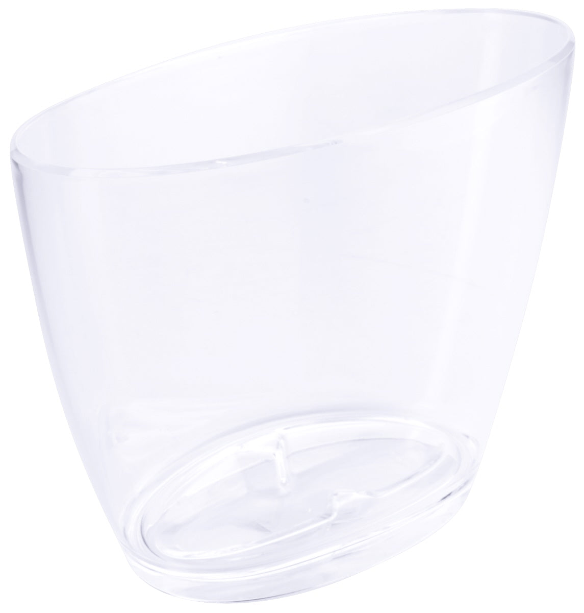 Transparente, ovale Kunststoffschale.