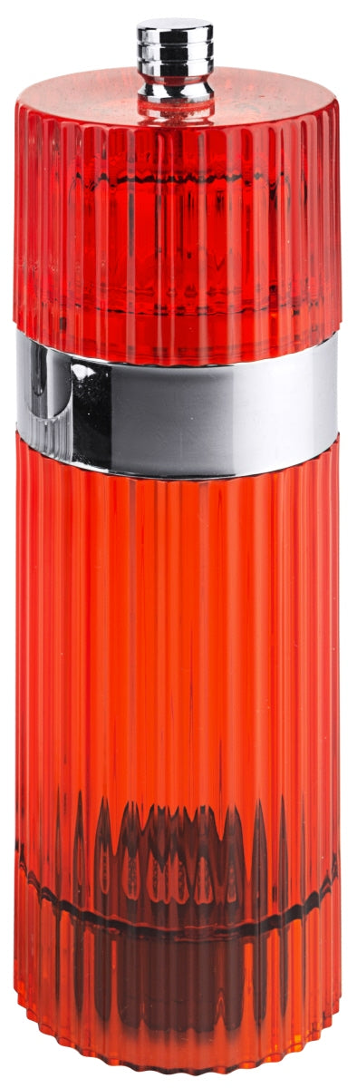 Roter Salzstreuer mit Chromdeckel