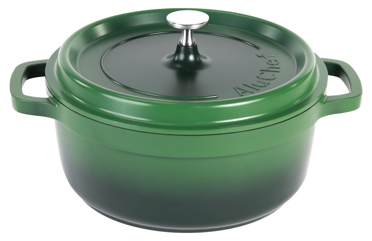 Grüner Kochtopf mit Deckel
