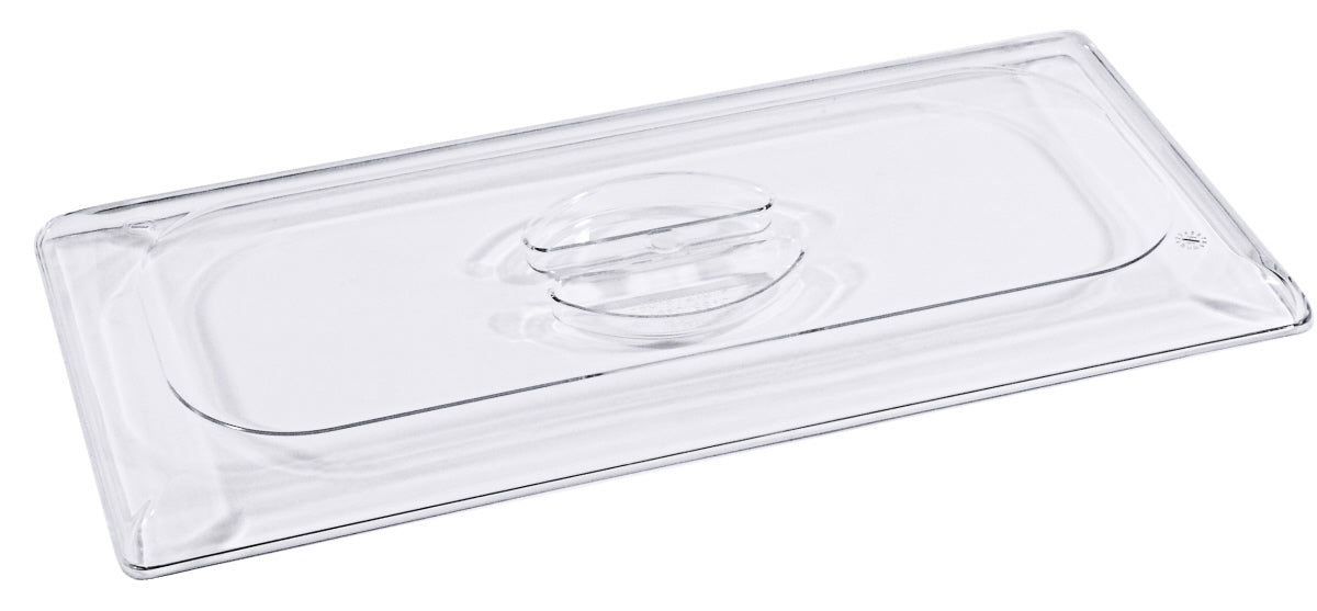 Transparenter GN-Behälterdeckel aus Kunststoff.
