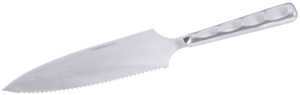 Gezacktes Küchenmesser aus Edelstahl.