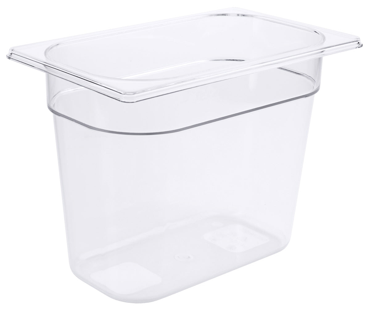 Transparenter GN-Behälter aus Kunststoff.