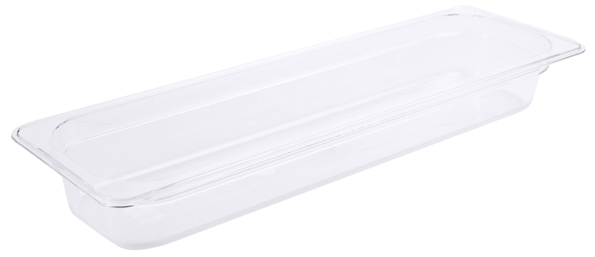 Transparente GN-Behälter aus Kunststoff.