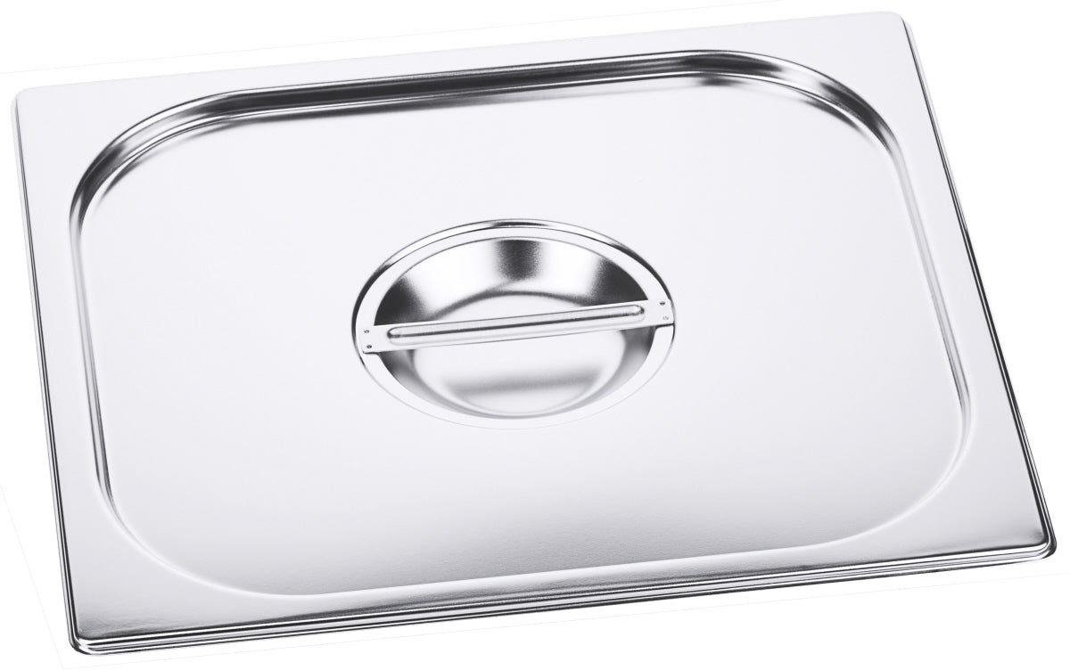 Edelstahl-Gastronorm-Deckel mit Griff.