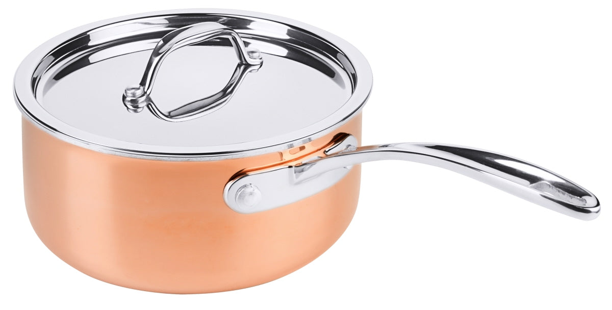 Kupferner Kochtopf mit Deckel