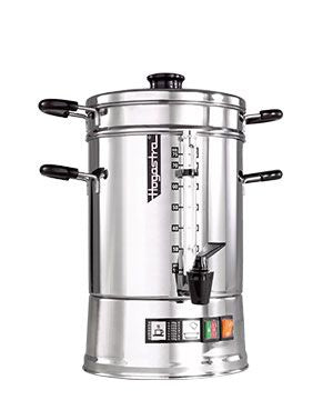 Gastronomie-Kaffeemaschine aus Edelstahl.