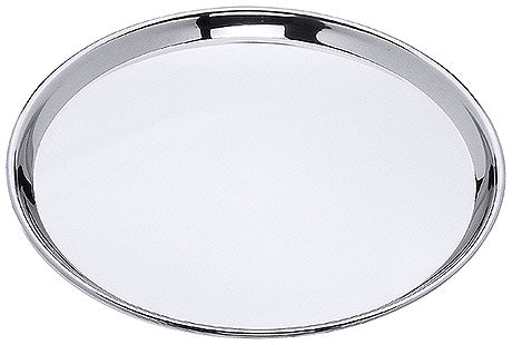 Rundes Edelstahl-Tablett für Gastronomie.