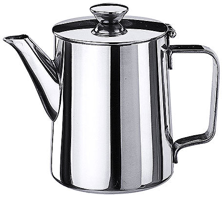Silberne Kaffeekanne mit Deckel.
