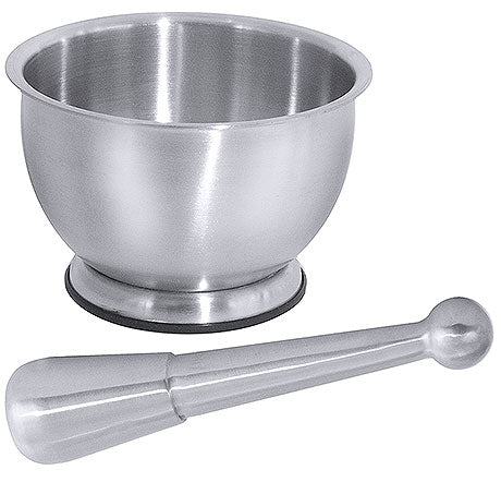 Metall-Mörser und Stößel Set.