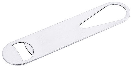Flaschenöffner aus Edelstahl, schlicht.