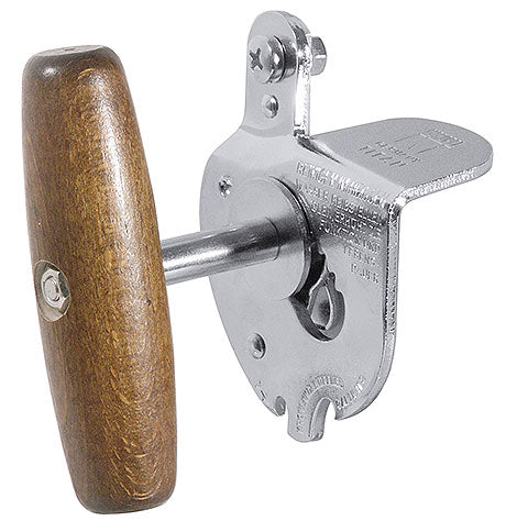 Dosenöffner mit Holzgriff.