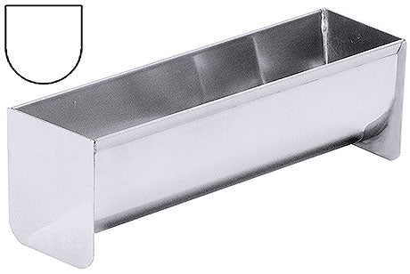 Edelstahl-Gastronomiebehälter mit Symbol.