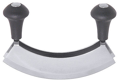 Doppelschneidiges Wiegemesser mit Griffen.