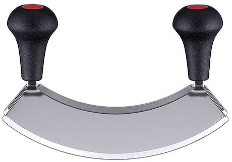 Doppelschneidiges Wiegemesser mit Griffen.
