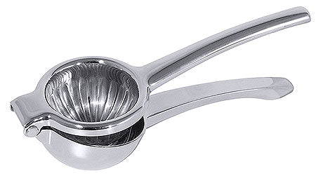 Silberne Zitronenpresse aus Metall.