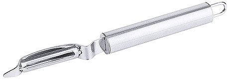 Metallischer Sparschäler mit Griff.