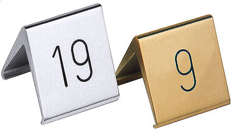 Tischnummern aus Metall, 19 und 9.