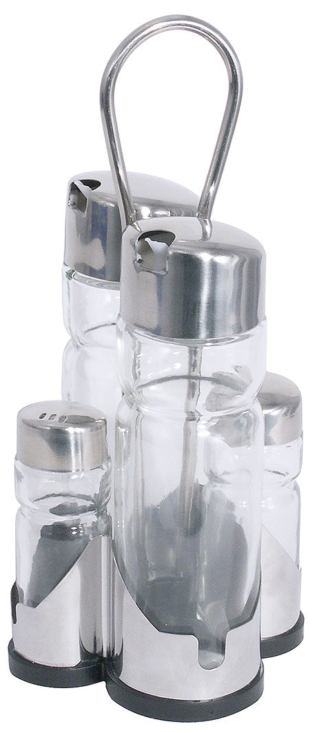 Gewürzständer mit Glasbehältern, Edelstahl.