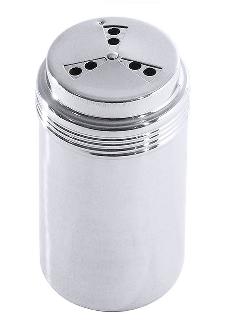Silberner Streuer mit Löchern.