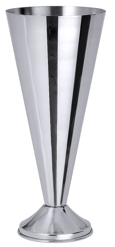 Silberner Edelstahl-Pokal, konische Form.