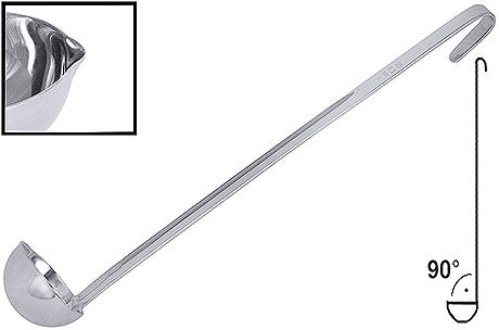 Suppenkelle aus Edelstahl mit Ausguss.