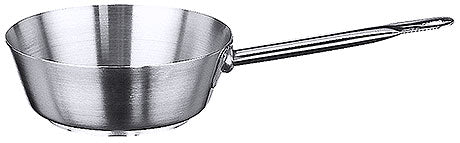 Edelstahl-Sauteuse mit langem Griff.