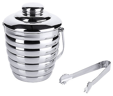 Eiseimer mit Zange aus Edelstahl.