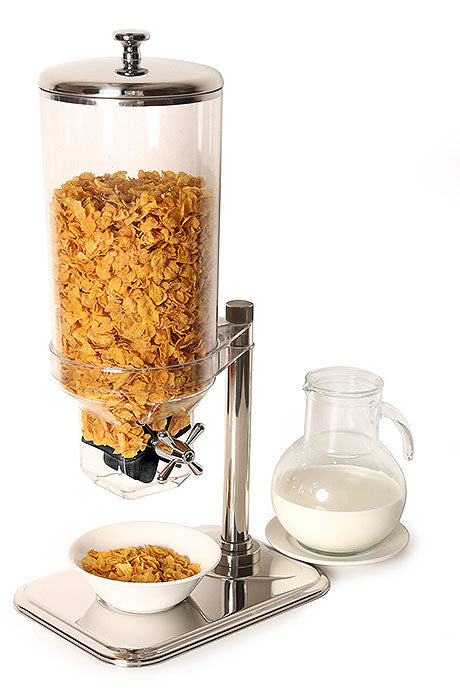 Cornflakes-Spender mit Milchkanne.
