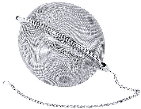 Tee-Ei aus Edelstahl mit Kette.