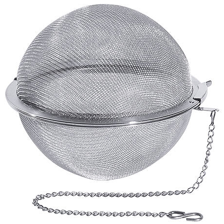 Tee-Ei aus Edelstahl mit Kette.