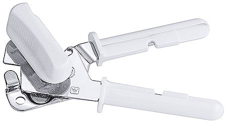Weißer Dosenöffner aus Metall.