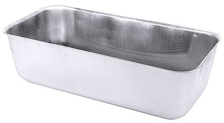 Rechteckige Edelstahl-Gastronomiewanne, leer.