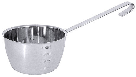 Edelstahl-Messbecher mit langem Griff.