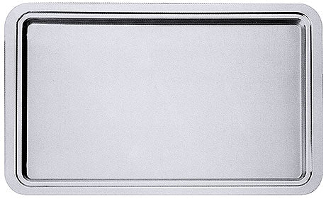Rechteckiges Edelstahltablett für Gastronomie.