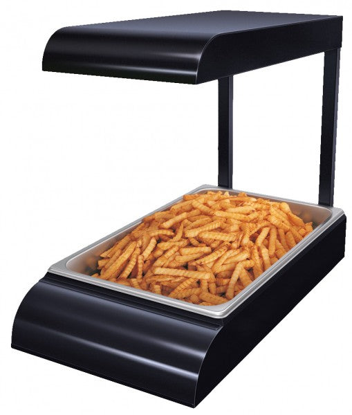 Pommes frites in Warmhaltevitrine.