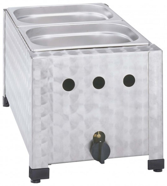 Gastronomie-Wärmeschrank mit Behältern.