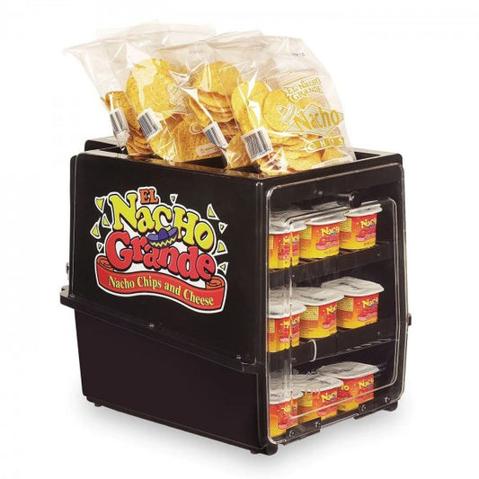 Nacho-Chips und Käsedip-Display.