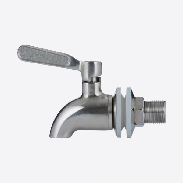 Silberner Wasserhahn mit Hebel.