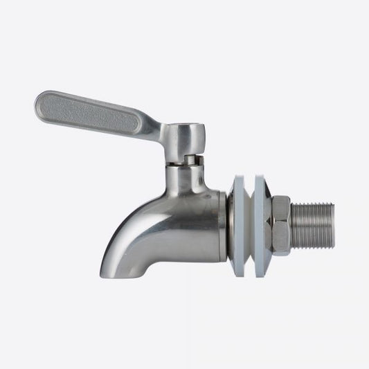 Silberner Wasserhahn mit Hebel.