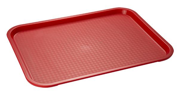 Rotes Tablett für Gastronomiebedarf.