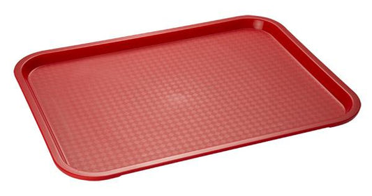 Rotes Tablett für Gastronomiebedarf.