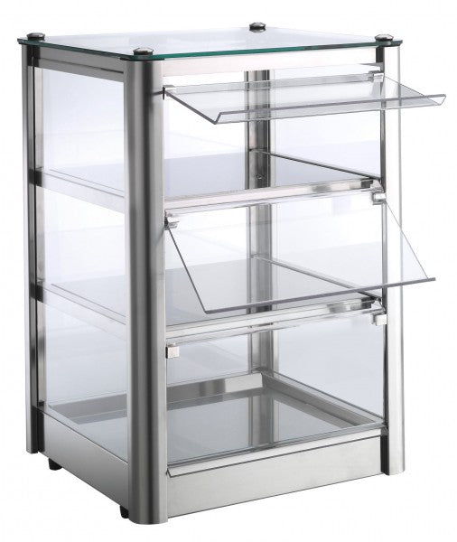 Glasvitrine für Gastronomiebedarf.