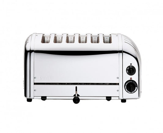 Sechs-Scheiben-Toaster aus Edelstahl.