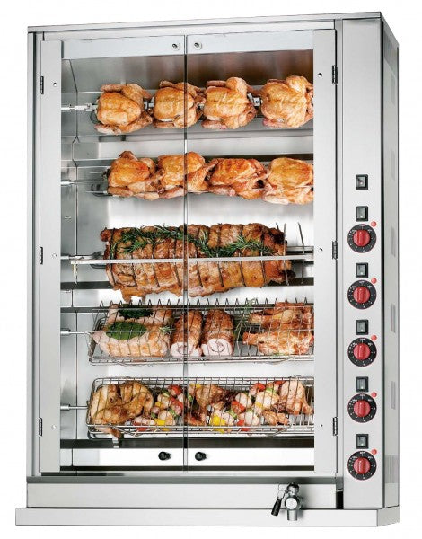 Rotisserie mit verschiedenen Fleischsorten.