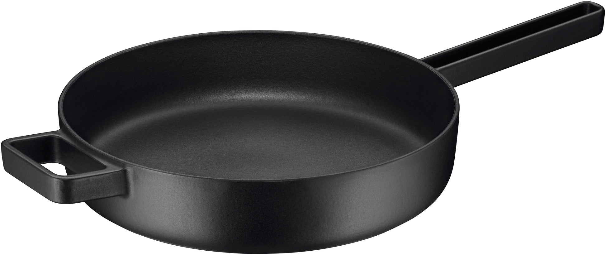 Schwarze Pfanne mit Langgriff