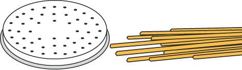 Pizza-Boden und Spaghetti-Stangen.