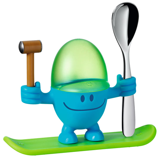 Bunte Figur mit Löffel und Hammer.