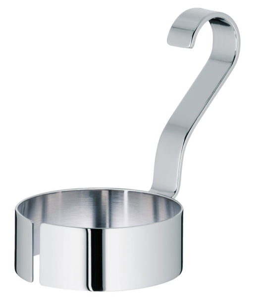 Metallhalterung mit Haken, glänzend.