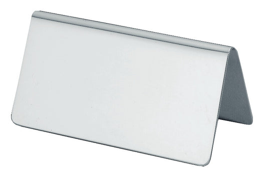 Leerer Tischaufsteller aus Metall.